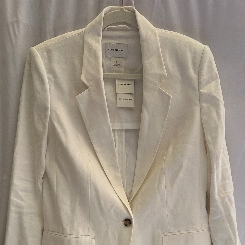 Club Monaco white linen blazer